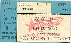 38 Special with Golden Earring show ticket April 04, 1984 Dallas, Texas (USA) - Reunion Arena